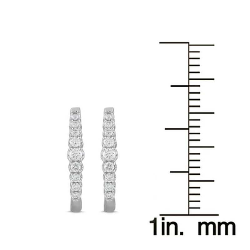 0.20 CT. T.W. Diamond Hoop Earrings in 14K White Gold