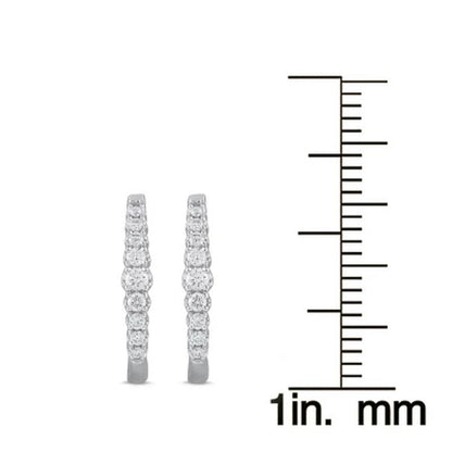 0.20 CT. T.W. Diamond Hoop Earrings in 14K White Gold