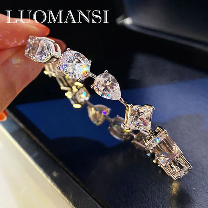 Really High Carbon Diamond Bracelet 100% S925 Silver Heart-Shaped