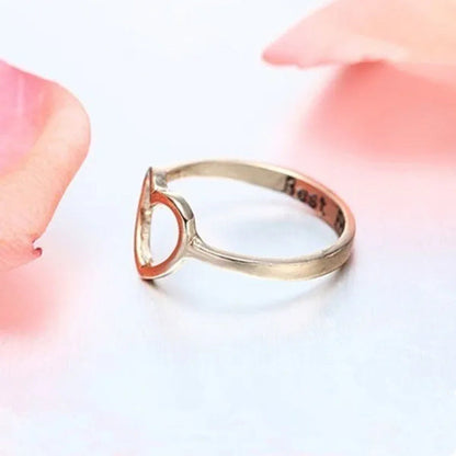 18K Gold Heart Shaped Hollow-Out Ring Silver/Rose Gold Letter Rings for Best Fri
