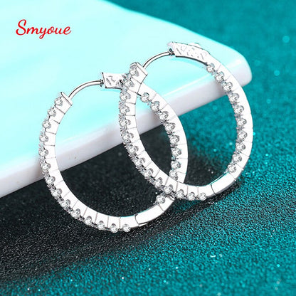 2.88CT White Gold Moissanite Hoop Earring for Women Sparkling Full Enternity