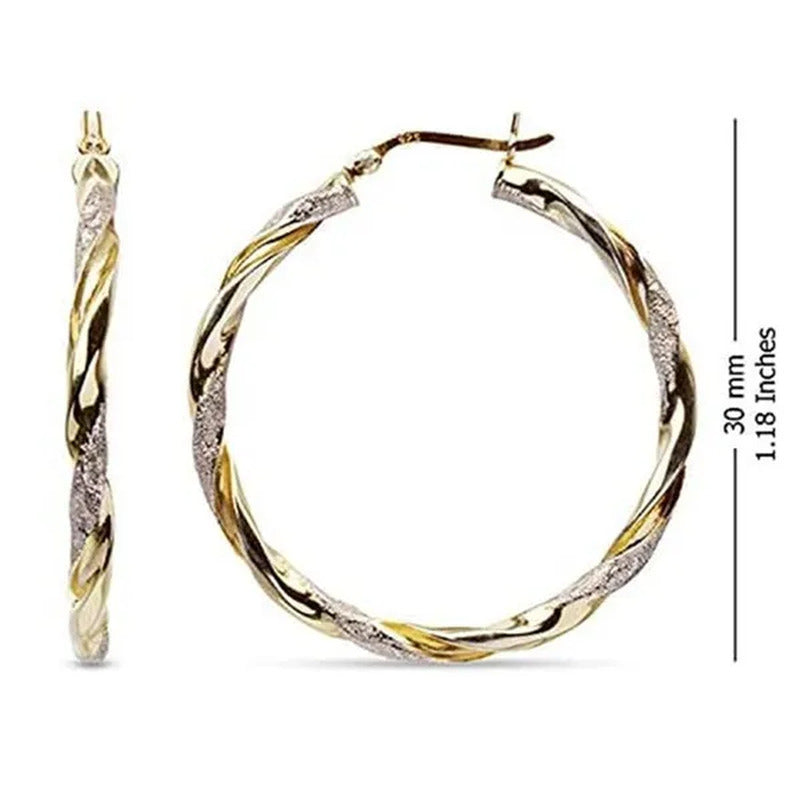 Luxury 14K Solid Gold Hoop Earrings Spiral Circle Earrings Simple Earrings Big C