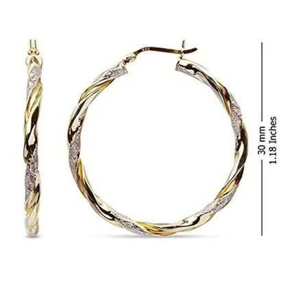 Luxury 14K Solid Gold Hoop Earrings Spiral Circle Earrings Simple Earrings Big C