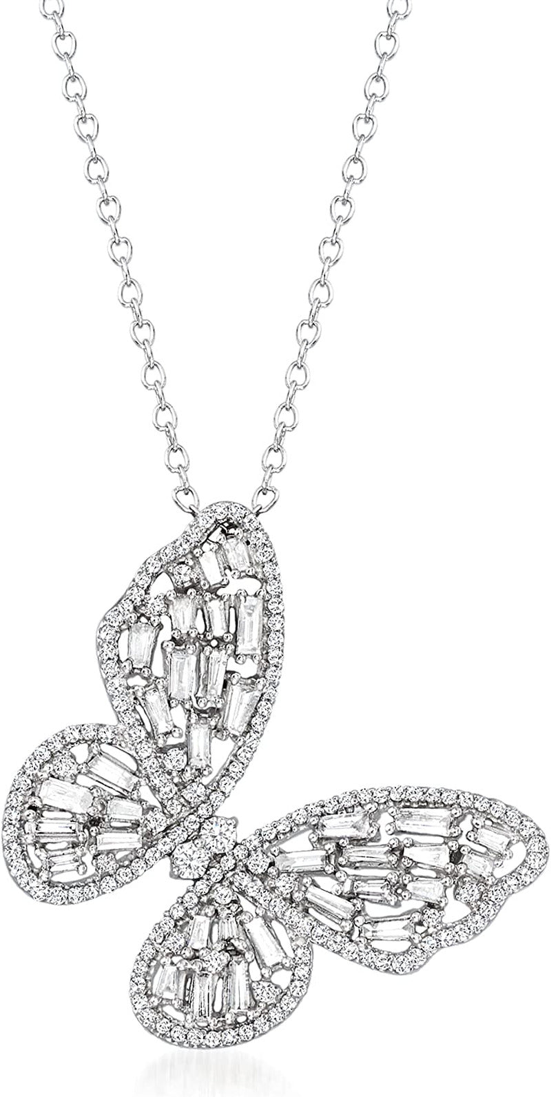 1.00 Ct. T.W. Diamond Butterfly Pendant Necklace in 14Kt White Gold