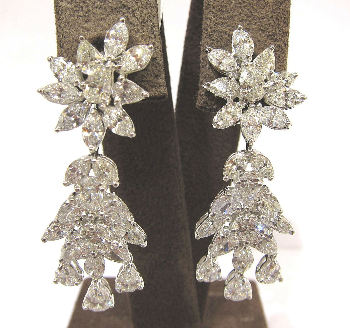 DIAMOND PEAR MARQUISE ROUND BRILLIANT DANGLE EARRING 12.45 CTTW PLATINUM
