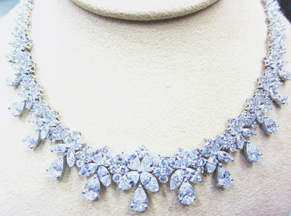 Diamond pear shape marquise round brilliant diamond shape diamond set necklace