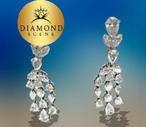 DIAMOND EARRING PEAR MARQUISE SHAPE DANGLE STYLE SET DIAMOND EARRING