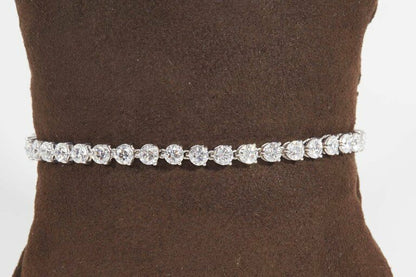 Diamond Tennis Bracelet Three Prong Setting 8.21 CT 18 k white gold