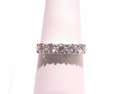 1.09 CT 5 STONE TOP SET COMMON PRONG SET DIAMOND BAND PLATINUM ANNIVERSARY BAND