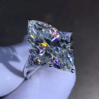 925 Sterling Silver Marquise Cut 8 CT 3EX VVS D Color Created Moissanite Wedding