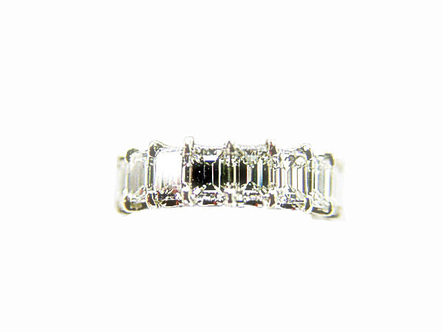 DIAMOND 18 EMERALD SHAPE ETERNITY SET BAND U BASKET MOUNTING DIAMOND BAND