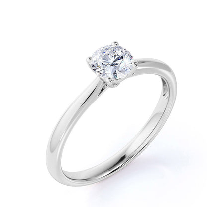 .33 Carat round Brilliant Real Diamond Solitaire Engagement Ring in 10K White Go