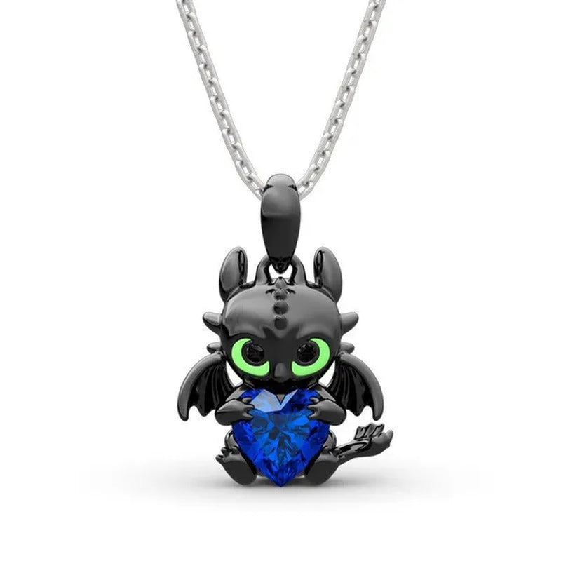 Three-Color Dragon Necklace Pendant Cute Ladies Necklace Heart Gemstone Fashion