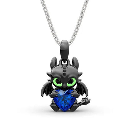 Three-Color Dragon Necklace Pendant Cute Ladies Necklace Heart Gemstone Fashion