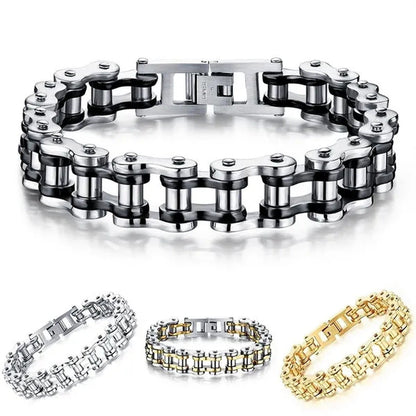 Stainless Steel Biker Mens Bracelet Link Chain Motorcycle Bike Bicycle Chain Bra