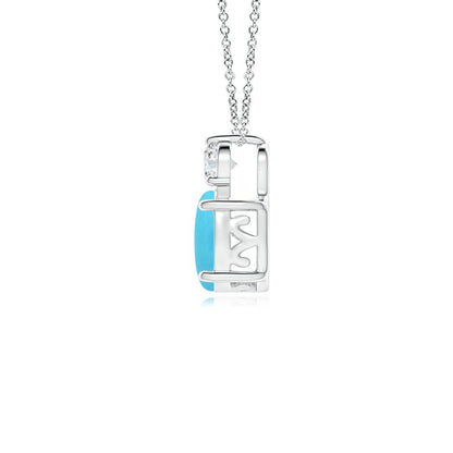 ANGARA Natural Turquoise Solitaire Pendant Necklace for Women, Girls in Sterling