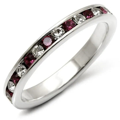 Alamode 35126-7 High-Polished 925 Sterling Silver Ring with Top Grade Crystal