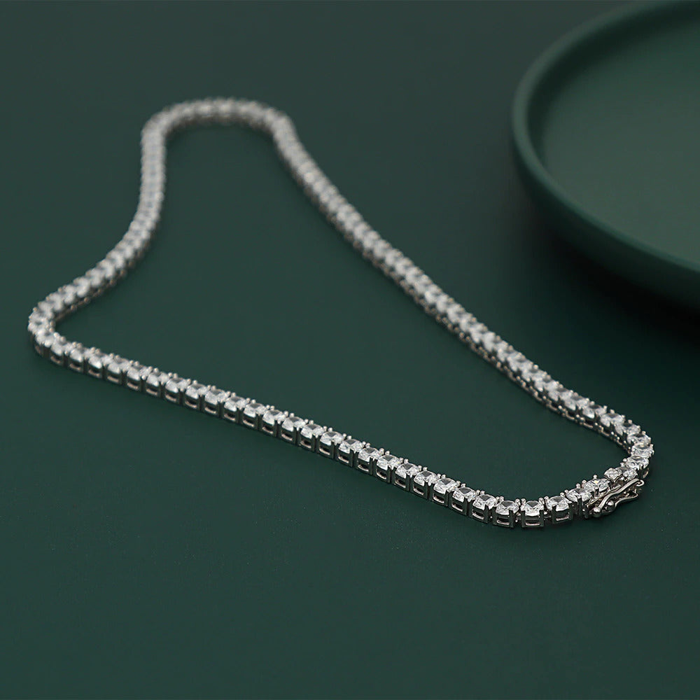 100% Guarantee Real 925 Sterling Silver 41/45/51/56/61CM Tennis Necklace 3/4Mm