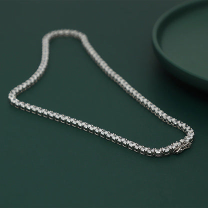 100% Guarantee Real 925 Sterling Silver 41/45/51/56/61CM Tennis Necklace 3/4Mm