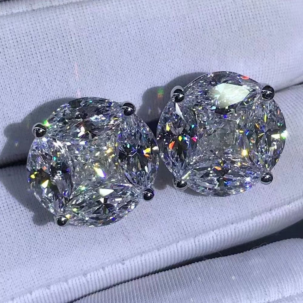 925 Sterling Silver 3EX Crushed Ice 10CT VVS White Sapphire Synthetic Moissanite