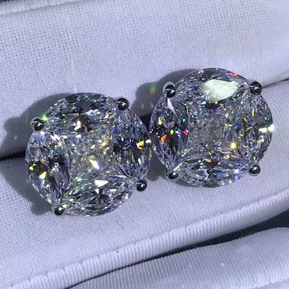 925 Sterling Silver 3EX Crushed Ice 10CT VVS White Sapphire Synthetic Moissanite