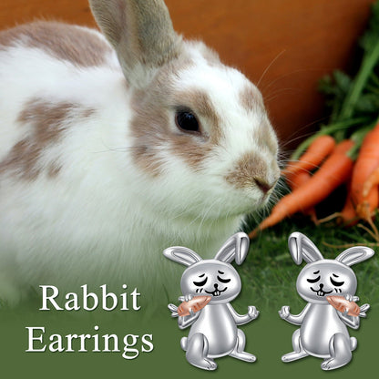 Bunny Earrings Sterling Silver Rabbit Stud Earrings Hypoallergenic Bunny Jewelry