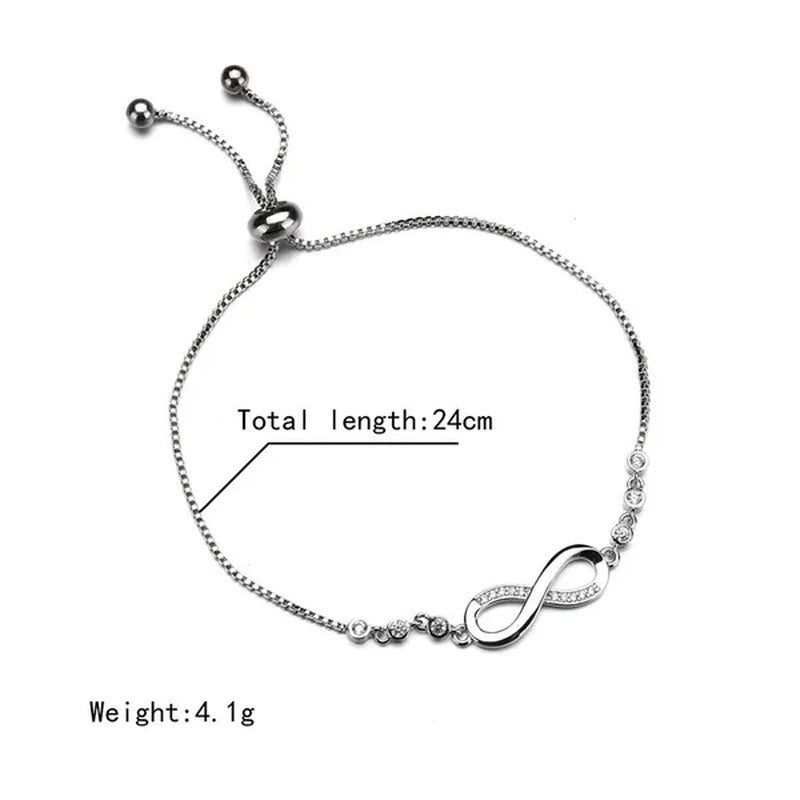 2020 New Arrival 925 Sterling Silver Charm Bracelet Jewelry Infinity Eight Cryst