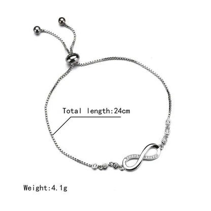 2020 New Arrival 925 Sterling Silver Charm Bracelet Jewelry Infinity Eight Cryst