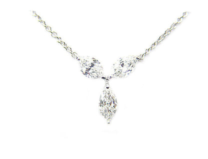 DIAMOND 3 MARQUISE SHAPE DIAMOND PENDANT INCLUDED 14 INCH CHAIN