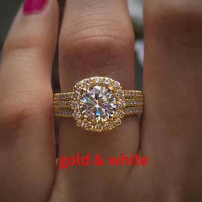 Women Wedding Diamond Ring 18K Gold Micro Pave Diamond Rings for Engagement Ring