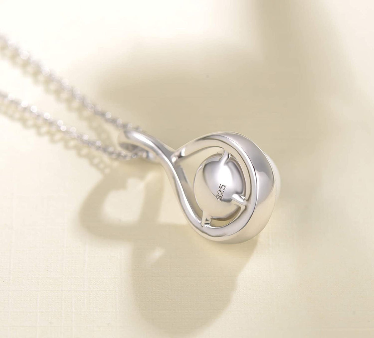 Infinity Pearl Pendant Necklace 9-10Mm Genuine Freshwater Pearl Sterling Silver