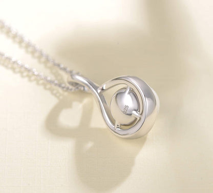 Infinity Pearl Pendant Necklace 9-10Mm Genuine Freshwater Pearl Sterling Silver