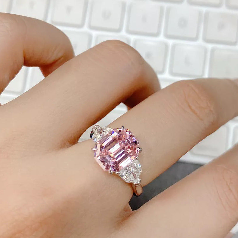 4 Karat 925 Silver Plating Trendy Woman CZ Engagement 5A Zircon Ring