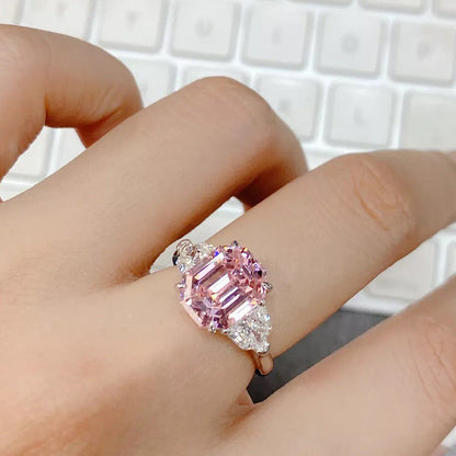 4 Karat 925 Silver Plating Trendy Woman CZ Engagement 5A Zircon Ring