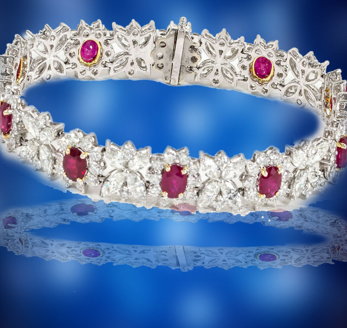 RUBY OVAL SHAPE FINE RED 10 STONE DIAMOND 120 ROUND SHAPE 40 MARQUISE BRACELET