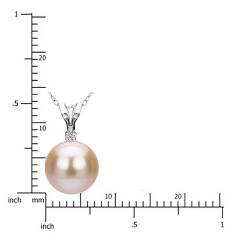 7-7.5MM Freshwater Pearl and Diamond Pendant and Ear Set