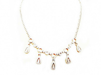 DIAMOND NECKLACE ROUND BAGUETTE FIVE PEAR OUTLINE DROP