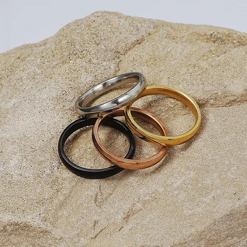 4Pc/Set Stainless Steel Women Men Gold Silver Black Rose God Rings Wholesale Bul