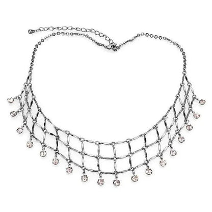 Women Ruthenium White Metal Necklace with Top Grade Crystal in Light Amethyst -