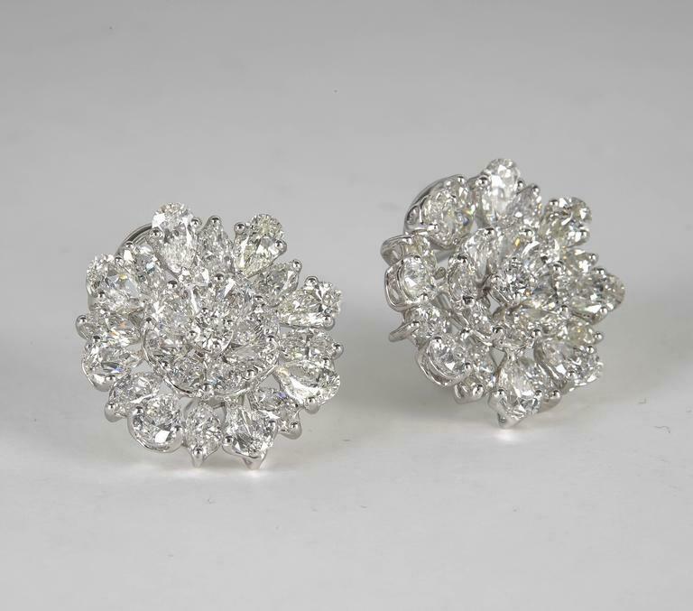 Important Diamond Platinum Button Earrings