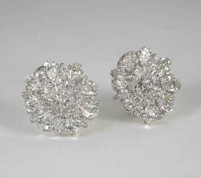 Important Diamond Platinum Button Earrings