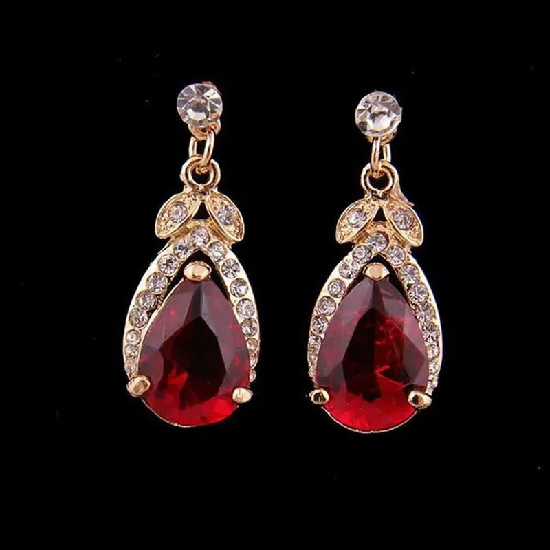 HOT Sale RED Garnet Ruby Topaz 18K Yellow/White Gold Plated Crystal Water Drop N