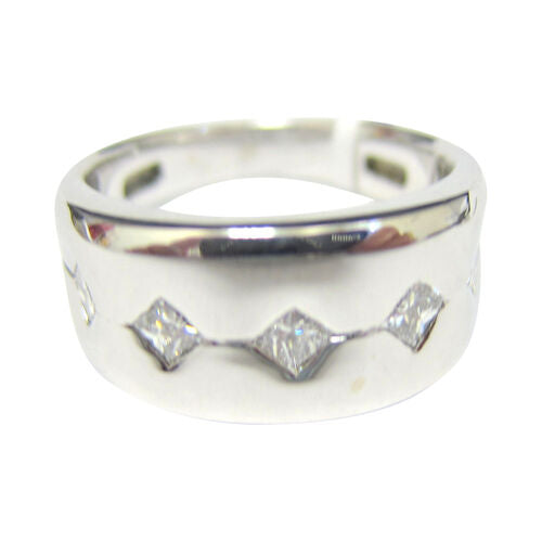 PRINCESS DIAMOND MENS BAND FIVE DIAMOND SET BEZEL SET DIAMOND BAND MEN RING