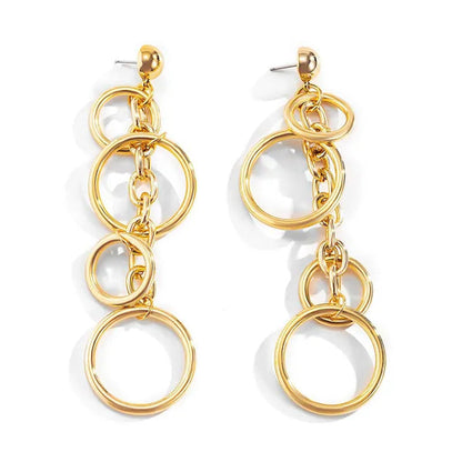 Women Punk Long Big Circle Link Chain Earrings Hiphop Large Drop Earrings Fashio