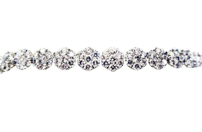 8.67 CT DIAMOND BRACELET ROUND CLUSTER BRACELET G SI1/2 CLARITY 18 K WHITE GOLD