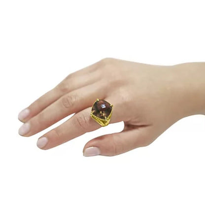 12.0 CT. Smoky Quartz Ring in 14K Yellow Gold