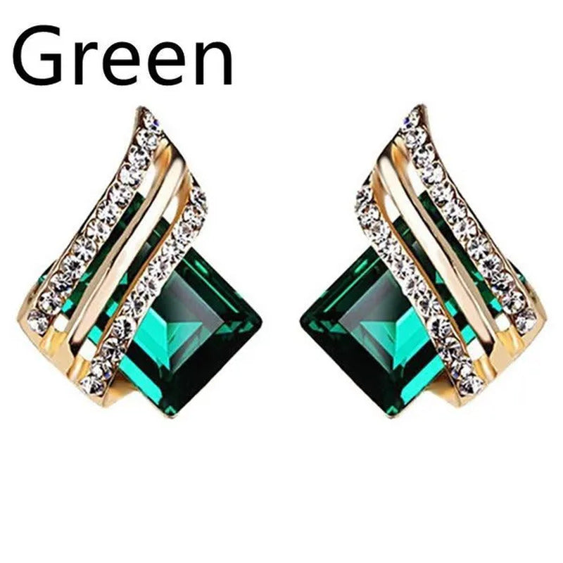Fashion Temperament Women'S Cubic Zirconia Earrings Large Red Zircon Stud Earrin