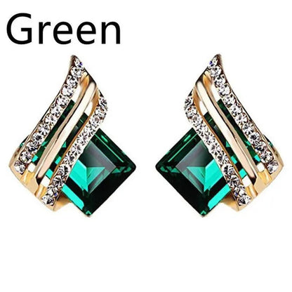 Fashion Temperament Women'S Cubic Zirconia Earrings Large Red Zircon Stud Earrin