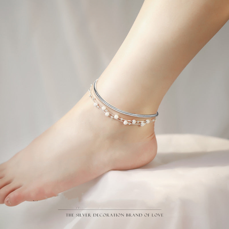 Silver Anklet Female Adult Palace Bell Red Rope Solid Nie Xiaoqian Same Bell Foo