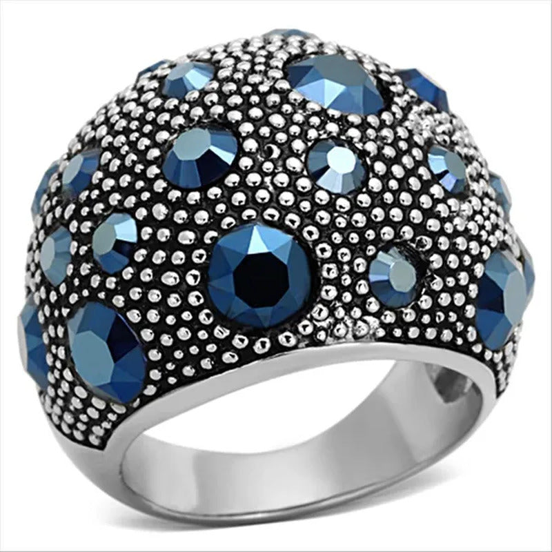 Women'S Stainless Steel 316 Montana 5.63 Carat Crystal Cocktail Fashion Ring Siz